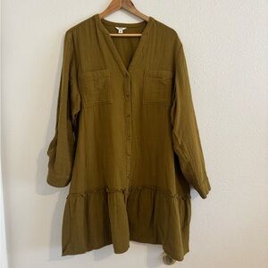 Sonoma Olive Long Sleeve Dress
